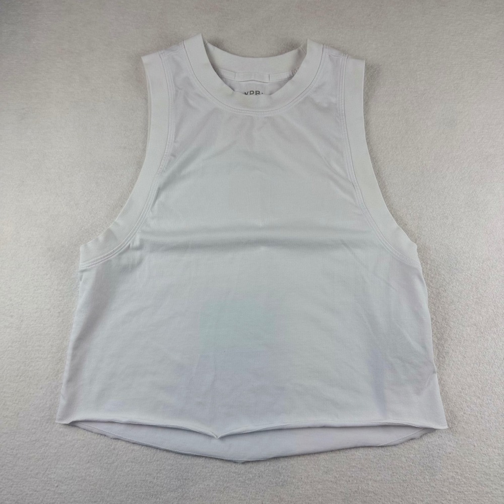 YPB Abercrombie & Fitch Womens White Cropped Muscle Tank Top Notched Hem Small